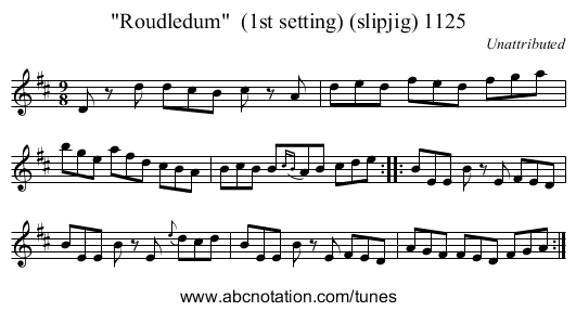 Roudledum  (1st setting) (slipjig) 1125 - staff notation