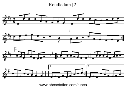 Roudledum [2] - staff notation