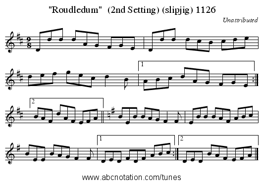 Roudledum  (2nd Setting) (slipjig) 1126 - staff notation