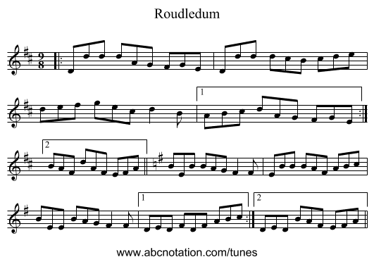 Roudledum - staff notation