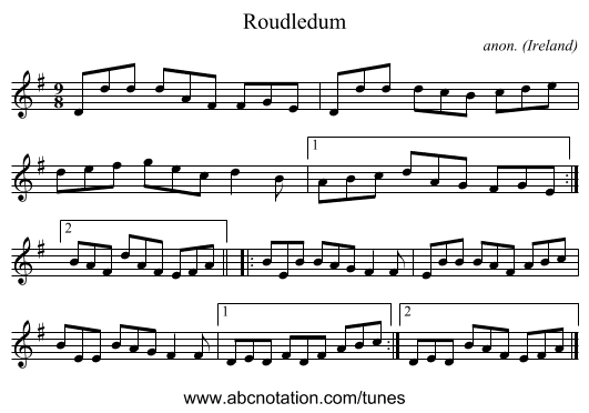 Roudledum - staff notation