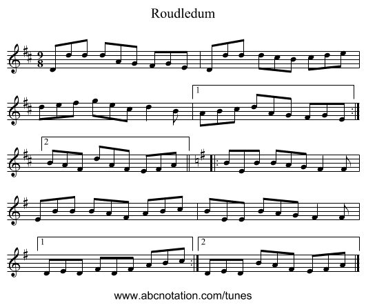 Roudledum - staff notation