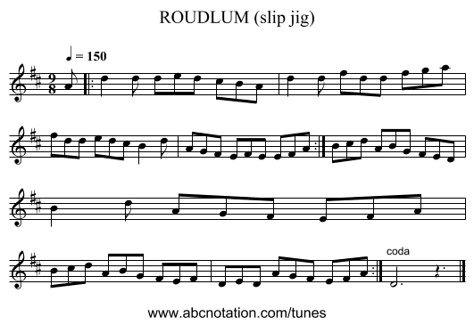 ROUDLUM (slip jig) - staff notation