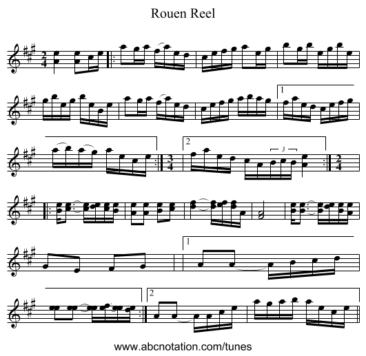 Rouen Reel - staff notation