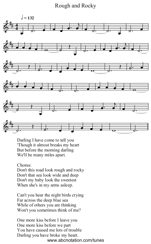 Rough and Rocky - staff notation