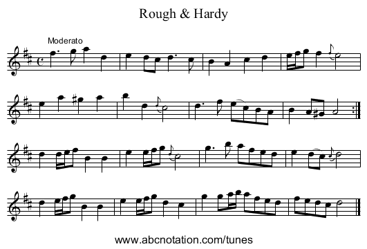 Rough & Hardy - staff notation