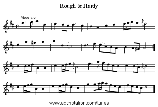 Rough & Hardy - staff notation