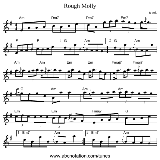 Rough Molly - staff notation