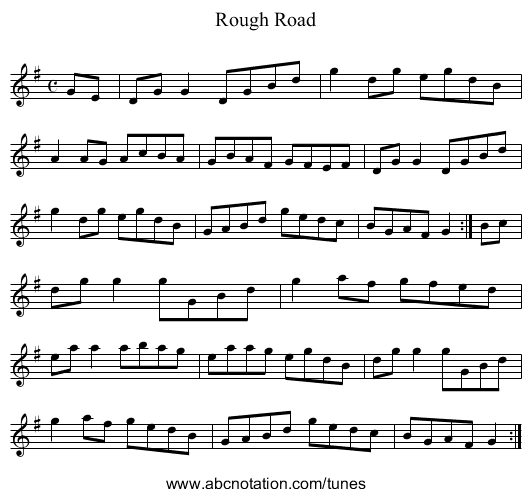 Rough Road - staff notation