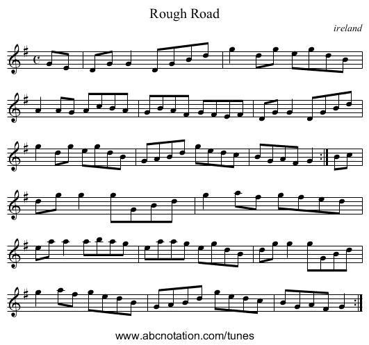 Rough Road - staff notation