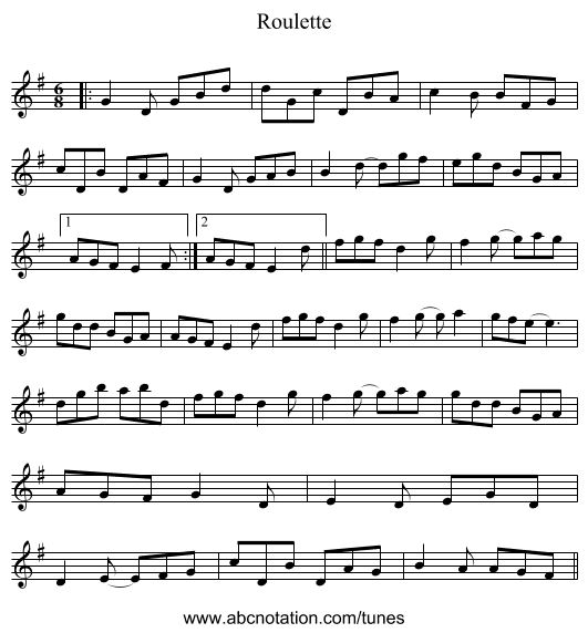 Roulette - staff notation