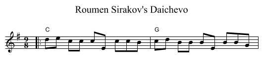 Roumen Sirakov's Daichevo - staff notation