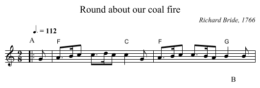Round about our coal fire - staff notation