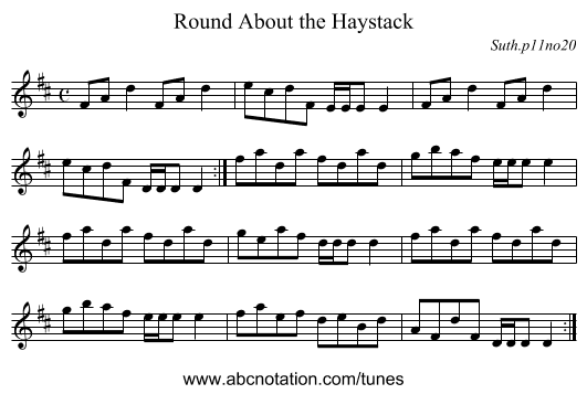 Round About the Haystack - staff notation