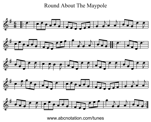 Round About The Maypole - staff notation