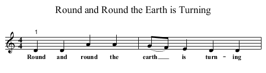 Round and Round the Earth is Turning - staff notation