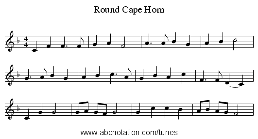 Round Cape Horn - staff notation