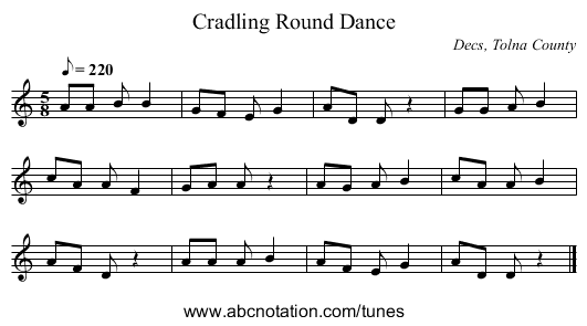 Round Dance, Cradling - staff notation