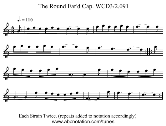 Round Ear'd Cap. WCD3/2.091, The - staff notation