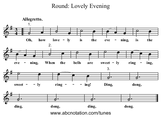 Round: Lovely Evening - staff notation