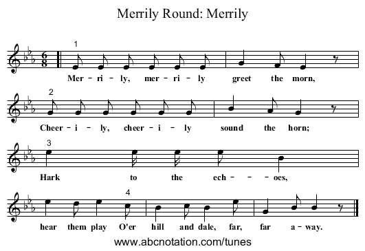 Round: Merrily, Merrily - staff notation