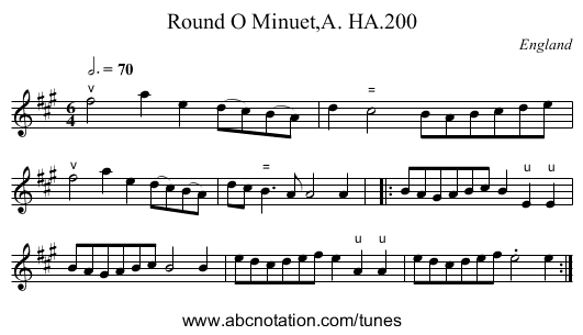 Round O Minuet,A. HA.200 - staff notation