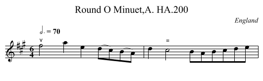 Round O Minuet,A. HA.200 - staff notation