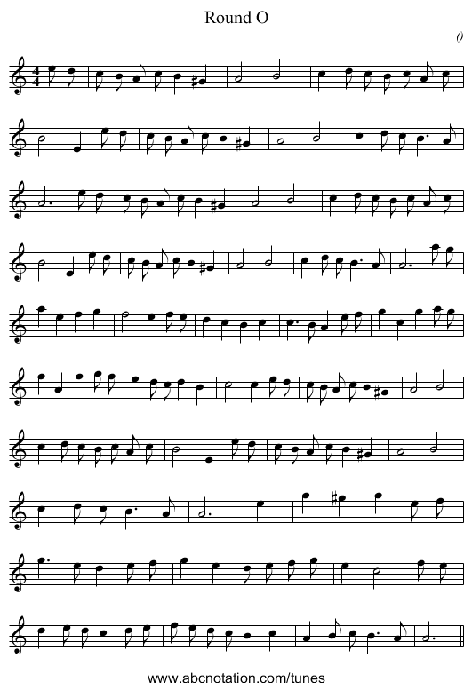 Round O - staff notation