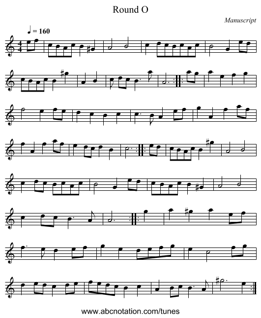 Round O - staff notation
