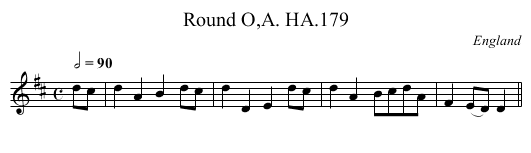 Round O,A. HA.179 - staff notation