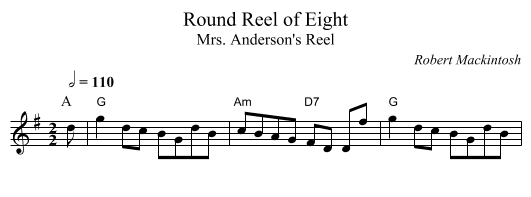 Round Reel of Eight - staff notation