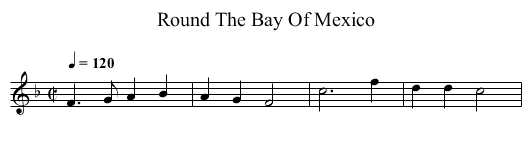 Round The Bay Of Mexico - staff notation