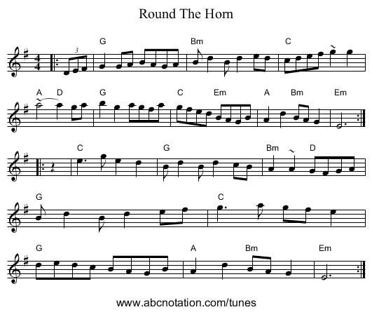 Round The Horn - staff notation