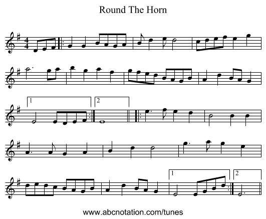 Round The Horn - staff notation