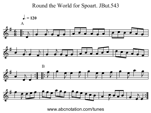Round the World for Spoart. JBut.543 - staff notation