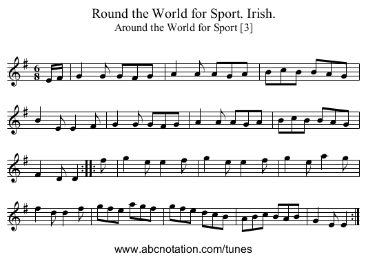 Round the World for Sport. Irish. - staff notation