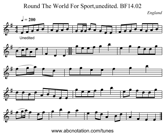 Round The World For Sport,unedited. BF14.02 - staff notation