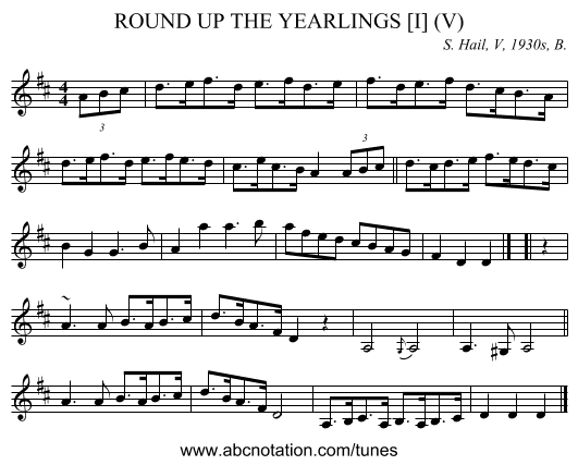 ROUND UP THE YEARLINGS [I] (V) - staff notation