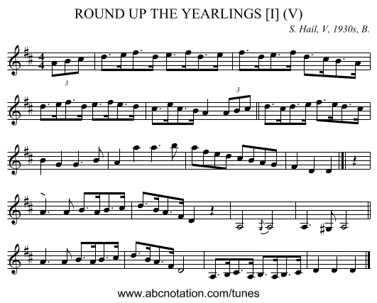 ROUND UP THE YEARLINGS [I] (V) - staff notation