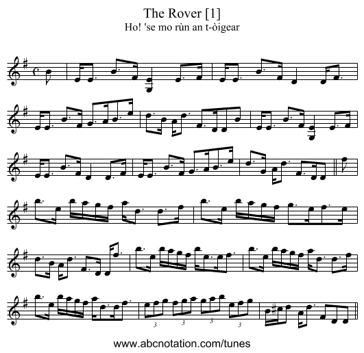 Rover [1], The - staff notation