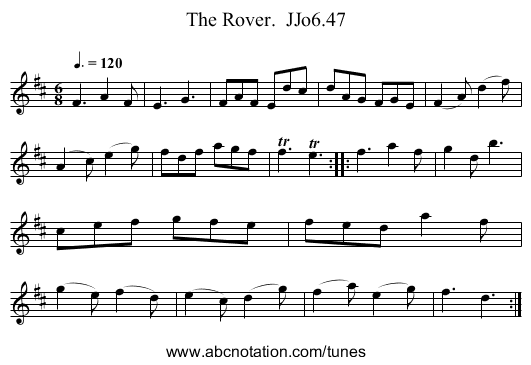 Rover.  JJo6.47, The - staff notation