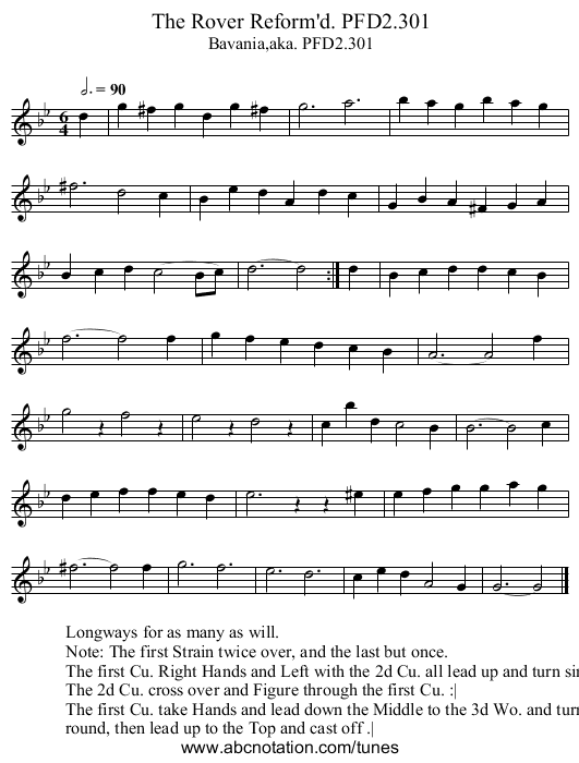 Rover Reform'd. PFD2.301, The - staff notation