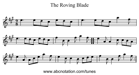 Roving Blade, The - staff notation
