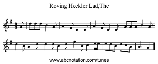 Roving Heckler Lad,The - staff notation