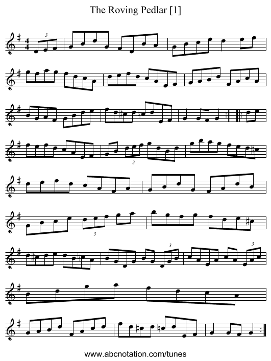 Roving Pedlar [1], The - staff notation