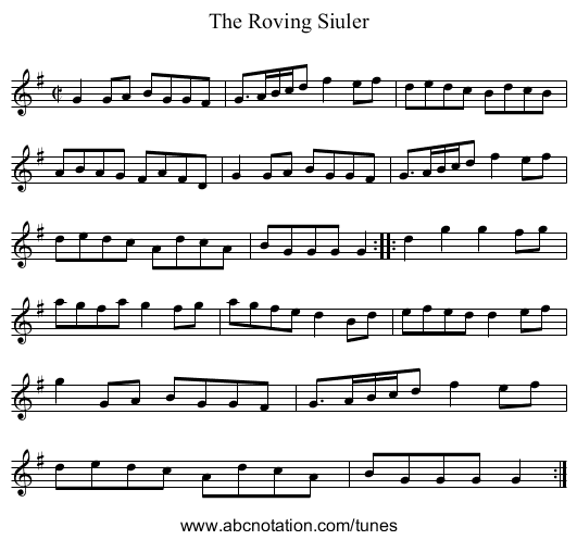 Roving Siuler, The - staff notation
