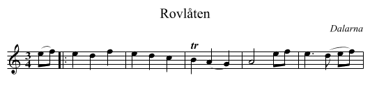 Rovlåten - staff notation