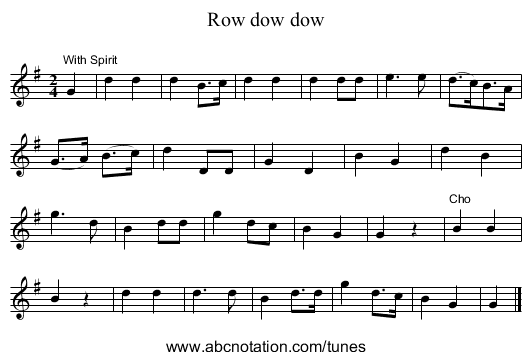 Row dow dow - staff notation