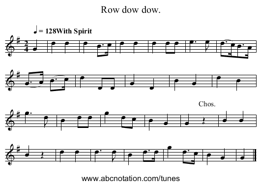 Row dow dow. - staff notation