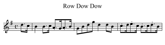 Row Dow Dow - staff notation